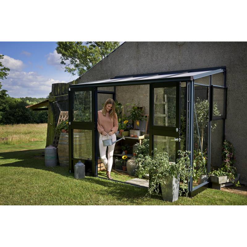 Juliana Anlehngewächshaus 'Veranda' 296 x 149 cm mit 3 mm Sicherheitsglas anthrazit/schwarz von Juliana