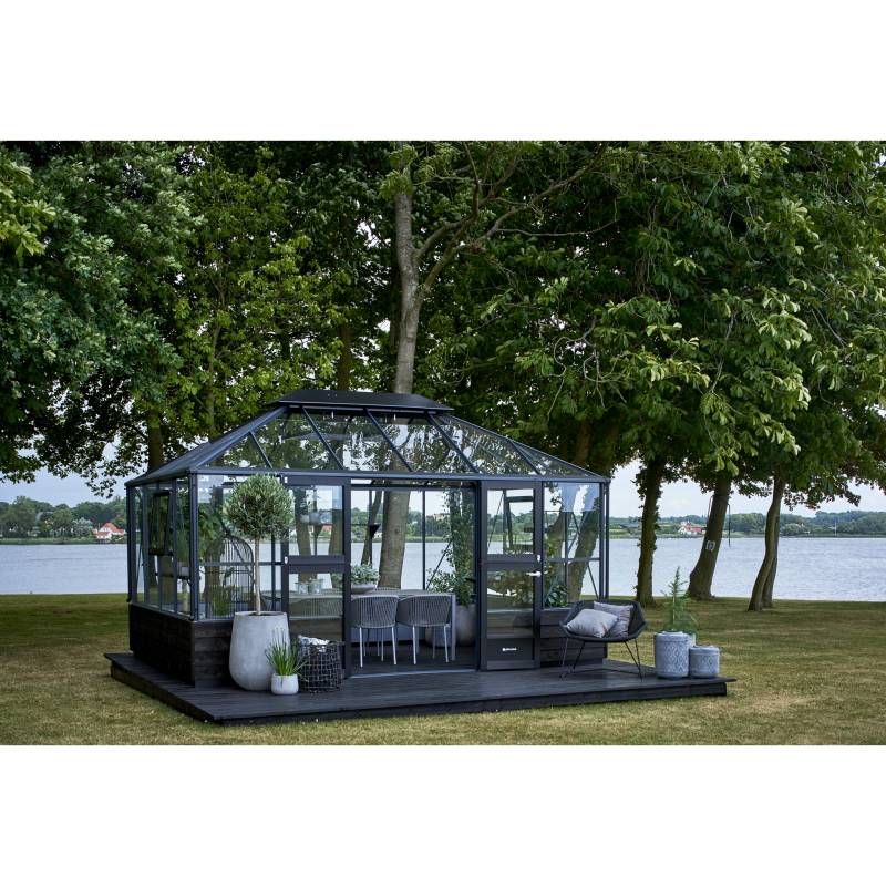 Juliana Gewächshaus 'Grand Oase' 439 x 296 cm mit 3 mm Sicherheitsglas anthrazit - für Mauer von Juliana