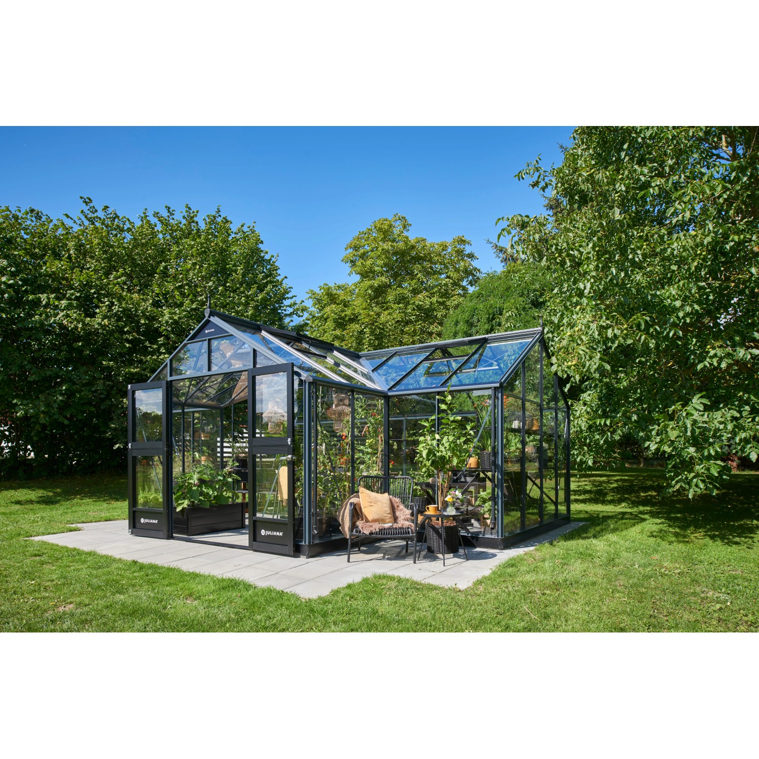 Juliana Gewächshaus Orangerie 21,5 m² 3 mm Sicherheitsglas Anthrazit/Schwarz von Juliana