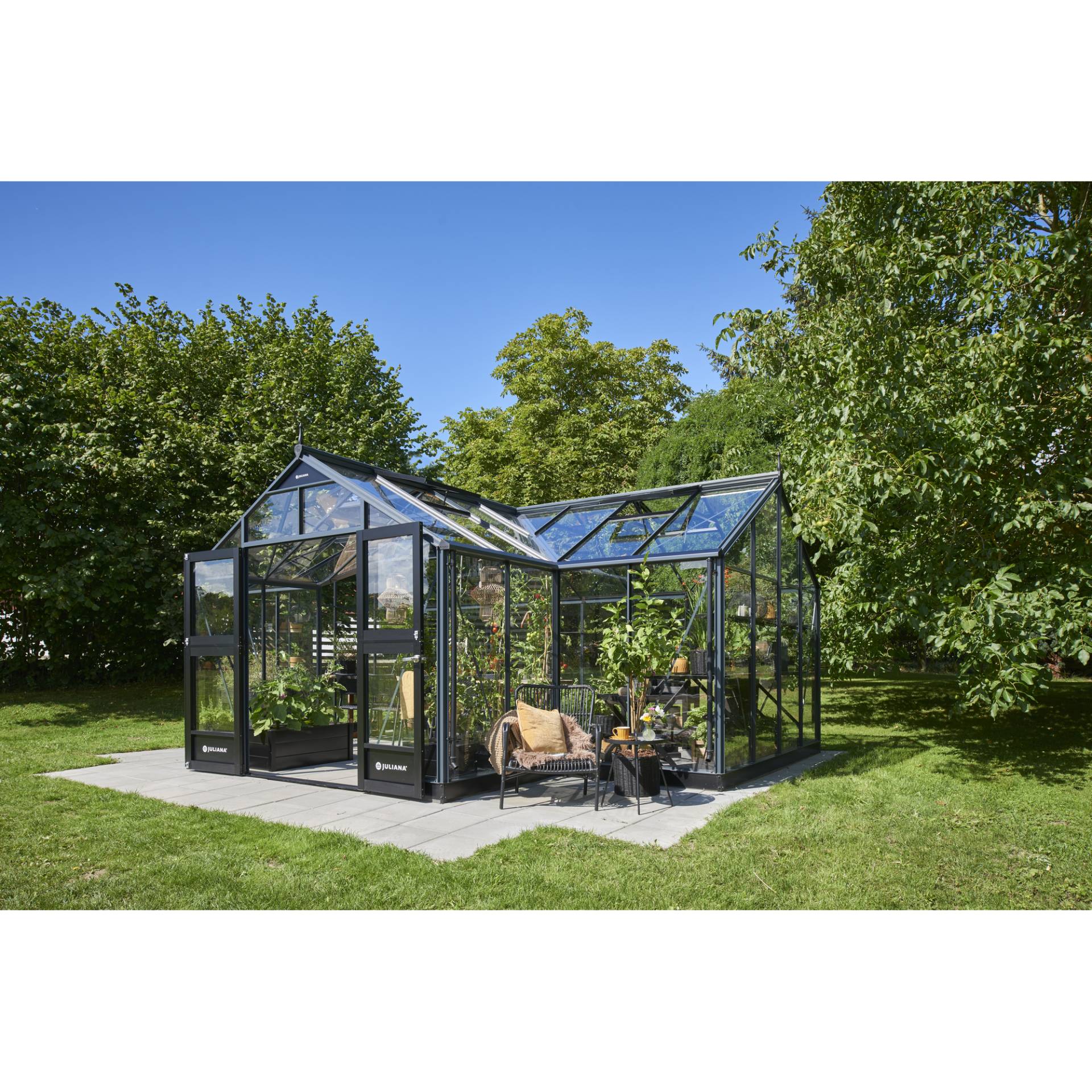 Juliana Gewächshaus 'Orangerie' 17,25 m² 296 x 583 cm 3 mm Sicherheitsglas anthrazit von Juliana