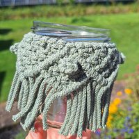 Windlicht Makramee // "Kreacher" Geschenk Boho Kleinigkeit Muttertag Hochzeit von JuliasHerzstuecke