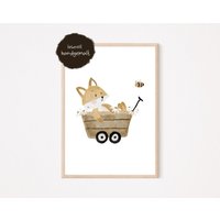 Kinderposter Fuchs Bär Daisy A4 Im Set Poster Geschenk Kinderzimmer Poster Baby Kinderbild Babyposter Biene von JuliasRainbows