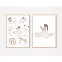 Poster A4 Prinzessin Gänseblümchen Blumenwiese Frühling Mädchen Geschenk Kinderzimmerposter Baby Kinderbild Kinderposter von JuliasRainbows