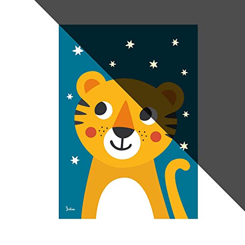 Julica Design Nachtleuchtende Bilder fürs Kinderzimmer | Poster | Wand-Bild für Baby-Zimmer | Motiv: Tiger | 50 x 70 cm von Julica