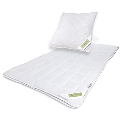 Julido 4-Jahreszeiten Bett Komplettset Steppdecke 135x200 cm (500g+700g) & Kissen 80x80 cm (800g), Kuschelige Mikrofaser, Druckknöpfe, Pflegeleicht, Öko-Tex Zertifiziert, Ideal für Allergiker von Julido