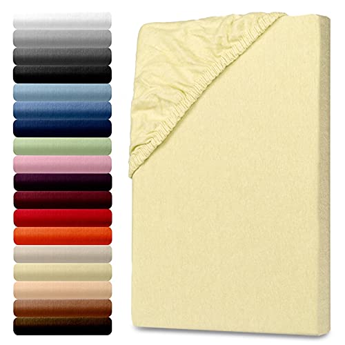 Julido Spannbettlaken 100x200 cm (Weizen) - Jersey Betttuch aus 100% Baumwolle, Oeko-Tex Standard 100, hautfreundlich, atmungsaktiv & für Allergiker geeignet, Matratzenhöhe bis 30 cm von Julido