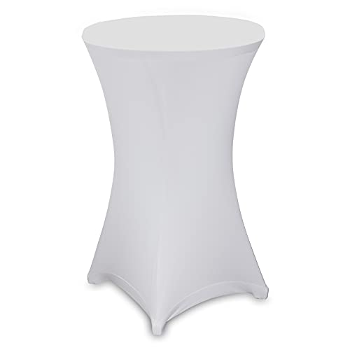 Julido Stehtischhusse Dekorations-Überzug für runde Stehtische Stretch 60cm Weiß Gartenparty Feier Hochzeit Taufe von Julido