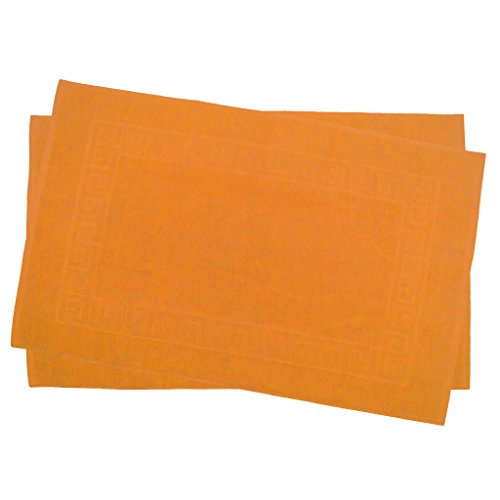 Julie Julsen 2er Pack 60 x 100 cm Badvorleger in Premium Qualität 900 gm2 in aktuellen Farben und 4 Größen aus Baumwolle Badematte Badteppich Duschvorleger Design Spirale Orange von Julie Julsen