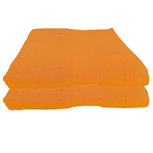 Julie Julsen 2er Pack Saunatücher 28 Farben erhältlich Reine Baumwolle Qualität 500 GSM Strandtuch Orange 80 x 200 cm B-Ware von Julie Julsen