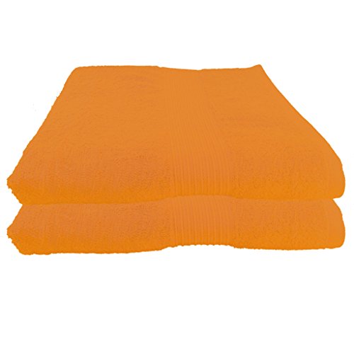 Julie Julsen 2er Pack Saunatücher vielen Farben Reine Baumwolle Qualität 500 GSM Strandtuch Orange 80 x 200 cm von Julie Julsen