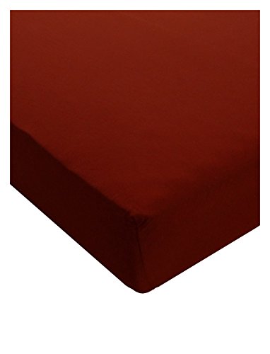 Julie Julsen® Fein Jersey Spannbettlaken Boxspringbett Wasserbett 97% Baumwolle 3% Elastan 120 x 2000 cm - 130 x 200 cm Bordeaux von Julie Julsen