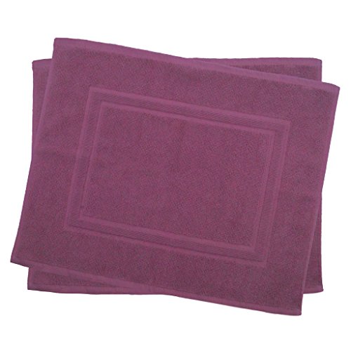 Julie Julsen 2er Pack 50 x 40 cm Badvorleger in Premium Qualität 900 gm2 in aktuellen Farben und 4 Größen aus Baumwolle Badematte Badteppich Duschvorleger Design Doppel Rahmen Lila von Julie Julsen