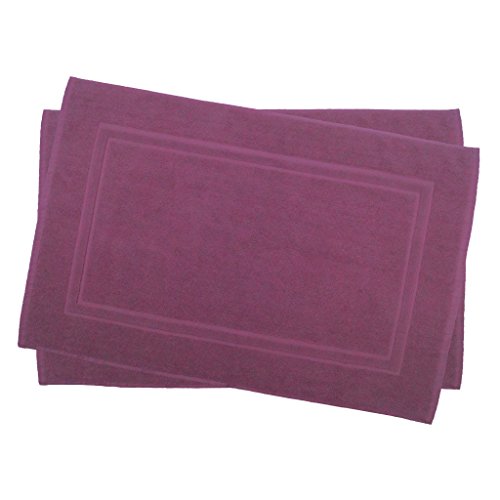 Julie Julsen 2er Pack 50 x 80 cm Badvorleger in Premium Qualität 900 gm2 in aktuellen Farben und 4 Größen aus Baumwolle Badematte Badteppich Duschvorleger Design Doppel Rahmen Lila von Julie Julsen