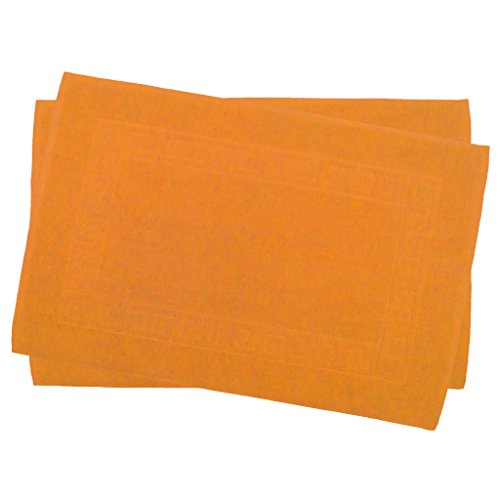 Julie Julsen 2er Pack 50 x 80 cm Badvorleger in Premium Qualität 900 gm2 in aktuellen Farben und 4 Größen aus Baumwolle Badematte Badteppich Duschvorleger Design Spirale Orange von Julie Julsen
