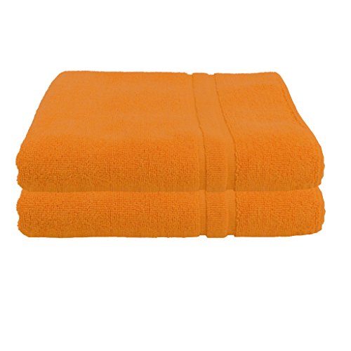 Julie Julsen 2er Pack 70 x 120 cm Duschtuch Premium Qualität 900 gm2 aktuellen Farben und 3 Größen aus Baumwolle Design Doppel Rahmen Orange von Julie Julsen