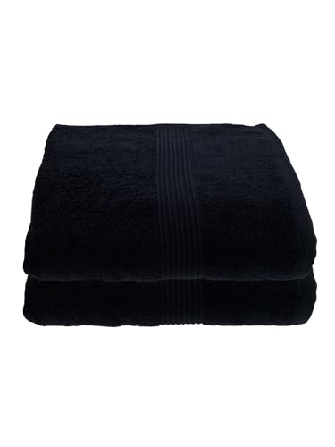 Julie Julsen 2er Pack Saunatücher Chemikalien-Frei 600g/m² Strandtuch Schwarz 80 x 200 cm 100% Baumwolle - Oeko TEX Std 100 Zertifizierung - Weich und Saugstark - Waschmaschinenfest von Julie Julsen