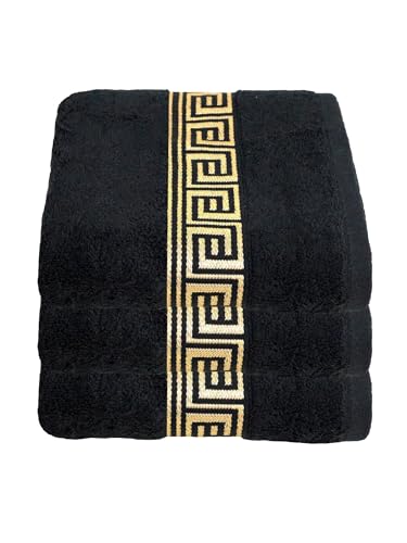 Julie Julsen 3er Pack Duschtuch 23 Farben erhältlich weich und saugstark 600gsm Öko Tex 70 x 140 cm Schwarz-Gold von Julie Julsen