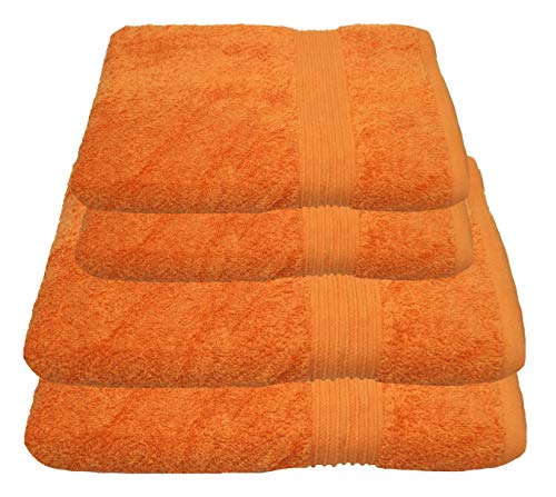 Julie Julsen 4 TLG Handtuchset 2 Badetücher 2 Handtücher Reine Baumwolle über 30 Farben Orange von Julie Julsen