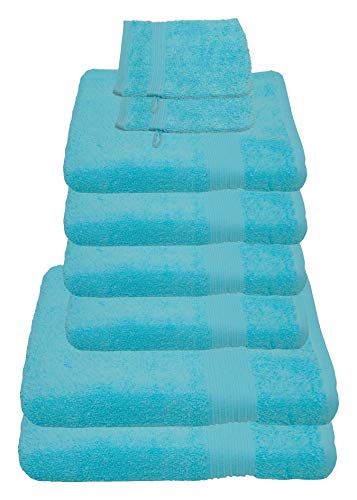 Julie Julsen 8 TLG Handtuchset 2 Badetücher 4 Handtücher + 2 Waschhandschuhe gratis Reine Baumwolle über 30 Farben Babyblau von Julie Julsen