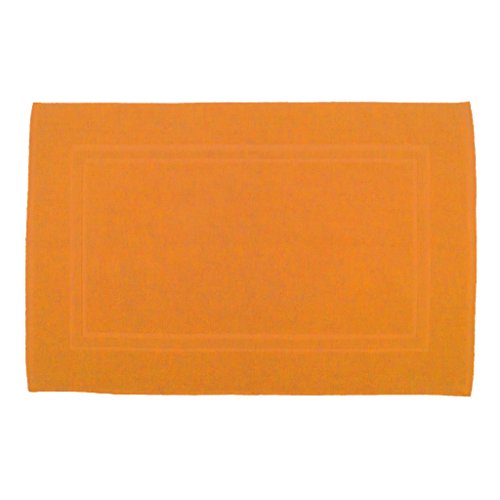 Julie Julsen Badvorleger 50 x 80 cm Premium Qualität 900 gm2 in aktuellen Farben und 4 Größen aus Baumwolle Badematte Badteppich Duschvorleger Design Doppel Rahmen Orange von Julie Julsen