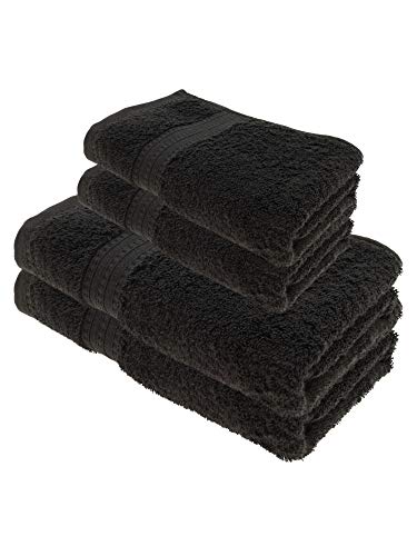 Julie Julsen Bio Duschtuch-Set 4 TLG. 2 Dusch- 2 Handtücher Schwarz 100% Baumwolle Frotte 550g/m² von Julie Julsen