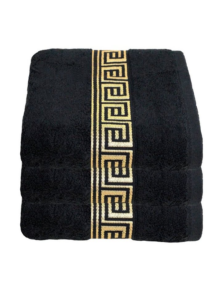 Julie Julsen Duschtücher 3-Duschtücher-SCHWARZ-GOLD-Duschtuch 70 x 140 cm, Baumwolle (3-St) von Julie Julsen