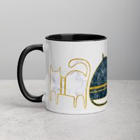 11 Unzen Kaffee Becher Katze Art Deco Volkskunst Einweihungsparty Geburtstagsgeschenke Illustration Lustige Niedliche Schräge Schrullige Tee von JulieFitzGeraldArt