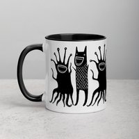 11 Unzen Kaffee Becher Monster Volkskunst Einweihungsparty Geburtstag Geschenke Illustration Lustig Gruselig Schräge Sachen Schrullig Tee Keramik von JulieFitzGeraldArt