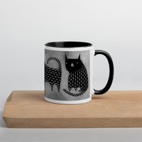 11 Unzen Kaffee Becher Schwarze Katze Volkskunst Einweihungsparty Geburtstag Geschenke Illustration Lustig Niedlich Seltsames Sachen Schrulliges Tee von JulieFitzGeraldArt