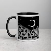 11 Unzen Kaffee Becher Schwarze Katze Volkskunst Einweihungsparty Geburtstagsgeschenke Illustration Lustige Niedliche Seltsame Sachen Schrullige Tee von JulieFitzGeraldArt