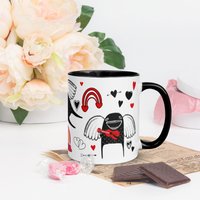 11 Unzen Kaffee Becher Valentinstag Monster Volkskunst Schrullige Außenseiterkunst Skurrile Teekunst Herz Schräge Geschenke Einweihungsparty von JulieFitzGeraldArt