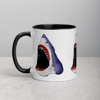 11 Unzen Kaffee Becher Weißer Hai Nautik Meer Marine Volkskunst Weird Geburtstag Geschenke Gothic Ozean Apex Predator Goth Punk Emo von JulieFitzGeraldArt