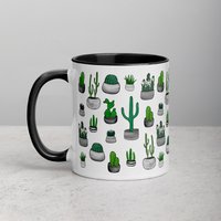 11Oz Kaffee Becher Kaktus Volkskunst Botanisch Einweihungsparty Geburtstagsgeschenke Wüstenpflanzen Zimmerpflanzen Illustration Creepy Weird Stuff von JulieFitzGeraldArt