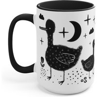 15 Unzen Kaffee Becher Ente Folk Kunst Druck Einweihungsparty Geburtstag Geschenke Illustration Lustig Süß Seltsames Zeug Schrullig Wunderlich Tee von JulieFitzGeraldArt