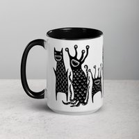 15 Unzen Kaffee Becher Monster Halloween Tassen Volkskunst Einweihungsparty Geburtstagsgeschenk Kawaii Lustiges Geschenk Gruselig Seltsam Tee Keramik von JulieFitzGeraldArt