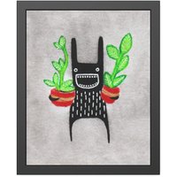 16x20" Gerahmtes Kunstdruck Poster Hoya Pflanze Monster Folk Art Malerei Schrullige Einweihungsgeschenke Wand Kunst Skurril Home Decor von JulieFitzGeraldArt