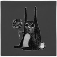 Kissenhülle Weird Rabbit Folk Art Print Home Deko Einweihungsgeschenke Geburtstagsgeschenke Lustig Gruseliger Hase Lollipop Candy Skurril Geschenk von JulieFitzGeraldArt