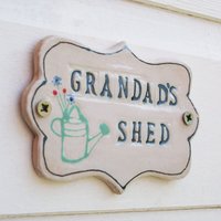 Großvater Keramik-Schuppen-Schild, Personalisiertes Outdoor-Gartenhaus-Keramikschild, Großeltern-Geschenk Für Den Vatertag, Geschenk Ihn von JulietReevesDesigns