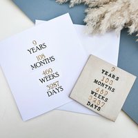 Schwarz Und Gold 9 Jahre Jubiläum Keramik Untersetzer, Jahre, Monate, Wochen, Tage, Geschenke Für Hochzeitstag von JulietReevesDesigns