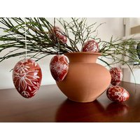 Handbemalte Ostereier - Rostrot/Weiß Handbemalte Ostereier - Rostrot/Weiß von JulikaDesign