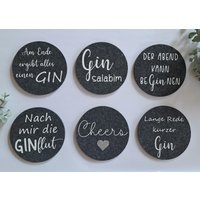 Glasuntersetzer Aus Filz, Sprüche Gin, Anthrazit, 6Er-Set von JulinesPerlenzauber
