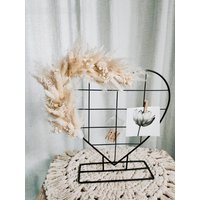 Boho Trockenblumenherz Fotoständer Weiß/Beige - Trockenblumendeko von JulisDekozauber