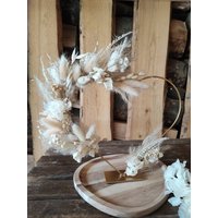 Boho Trockenblumenherz Stehend Weiß Beige - Deko Geschenk von JulisDekozauber