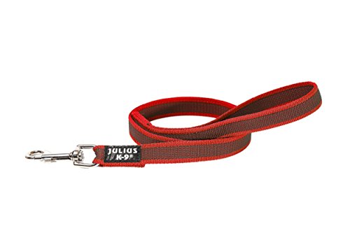 IDC Color & Gray gumierte Leine, 20 mm x 1 m mit Schlaufe, Rot-Grau von JULIUS K-9