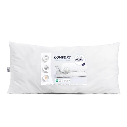 Julius Zöllner® Comfort Kissen 40x80 – Kinderkopfkissen für einen gesunden Schlaf – waschbar bei 60°C & Öko-Tex Standard 100 – Made in Germany, Weiß von Julius Zöllner