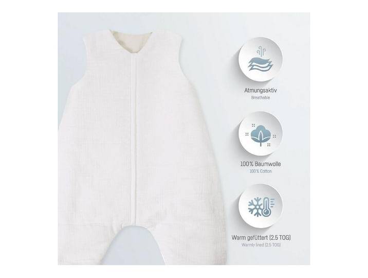 Julius Zöllner Babyschlafsack Schlafsack Jumper gefüttert Musselin ivory 80 (1 tlg), Schlafsack Babyschlafsack von Julius-Zöllner