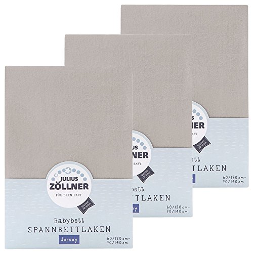 Julius Zöllner Spannbetttuch Jersey 70x140 / 60x120 Taupe 3er Pack von Julius Zöllner