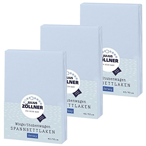 Julius Zöllner Spannbetttuch Jersey 90x40 Hellblau 3er Pack von Julius Zöllner