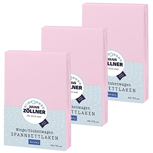 Julius Zöllner Spannbetttuch Jersey 90x40 Rosa 3er Pack von Julius Zöllner