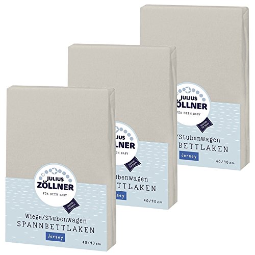 Julius Zöllner Spannbetttuch Jersey 90x40 Taupe 3er Pack von Julius Zöllner